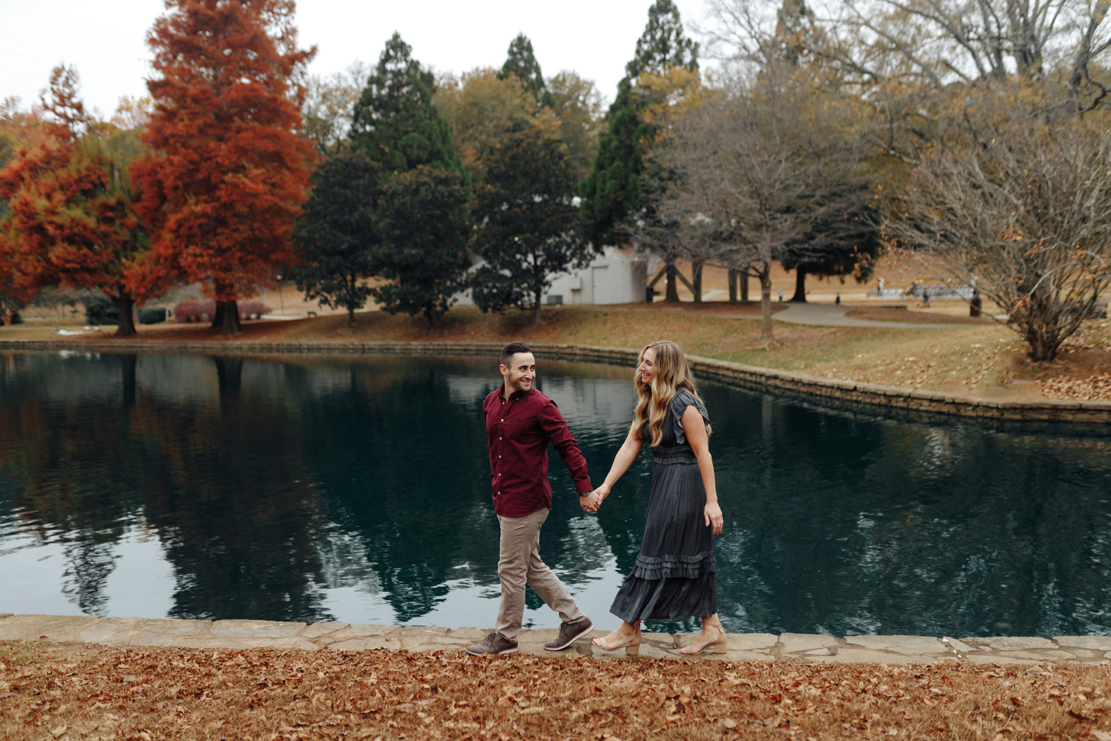 Romantic engagement photo in Charlotte park